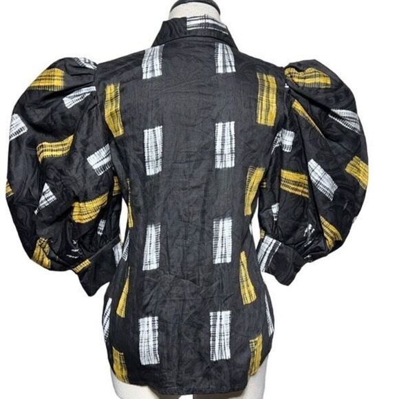 Busayo Tunjii Balloon Sleeve Dyed Button Front Shirt NWT Tola Blouse  Size XS - Picture 4 of 5
